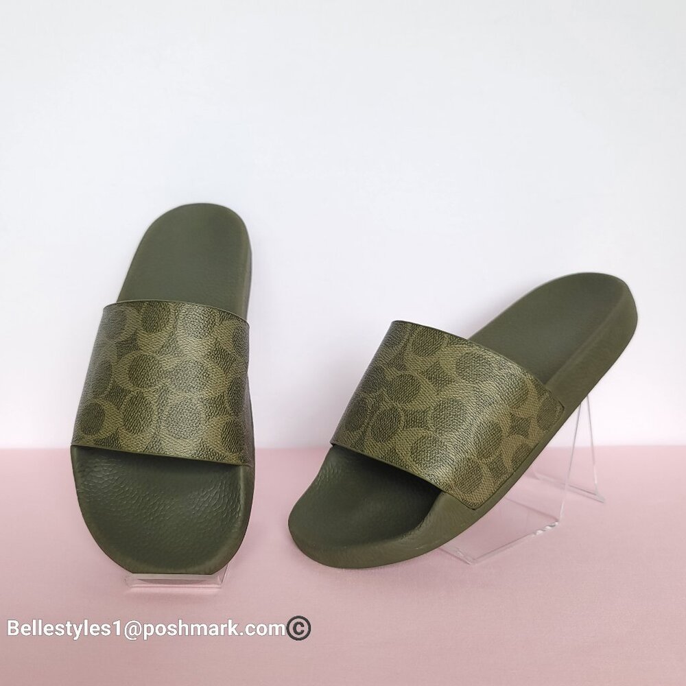 COACH Udele Sport Slide In Signature Canvas - Women's Size 8B- Olive Color ⭐ - Picture 4 of 16